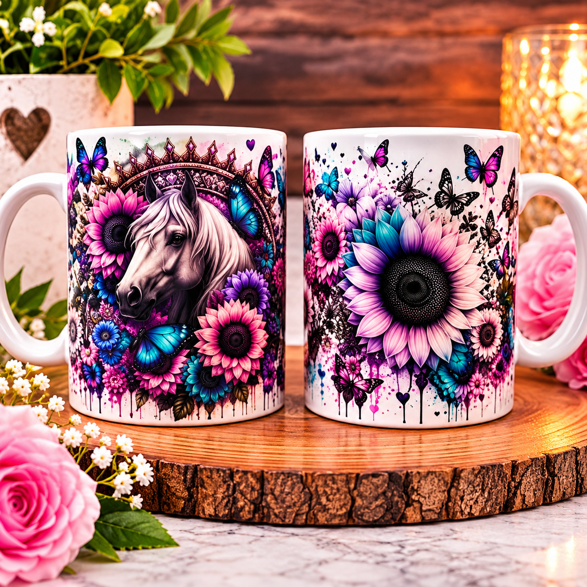 Floral Unicorn Ceramic Mug- Personalised Gift