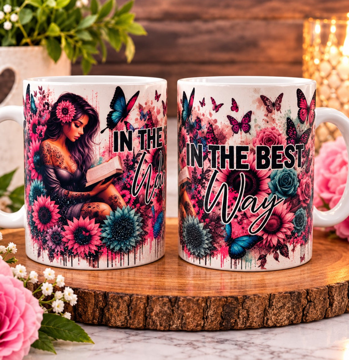Butterfly Floral Ceramic Mug - Personalised Gift